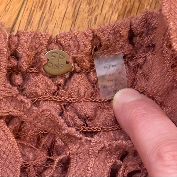 Free People Adella Bralette Women’s Medium Longline Crop Top Rust Lace Crochet - Picture 3 of 7